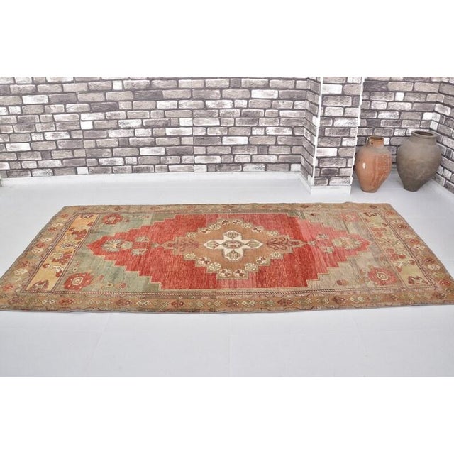 Terra Cotta Oushak Vintage Anatolian Carpet For Sale - Image 8 of 10