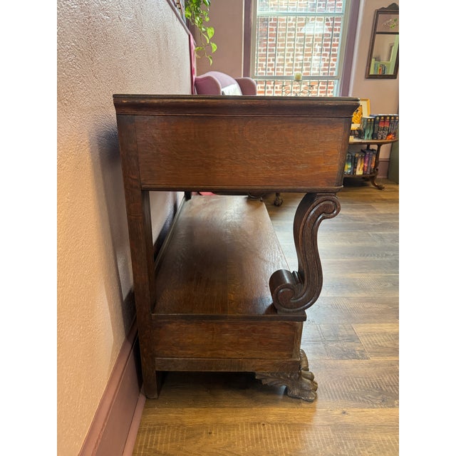 Late 19th Century Antique Carved Oak Console Buffet Table. For Sale - Image 5 of 12