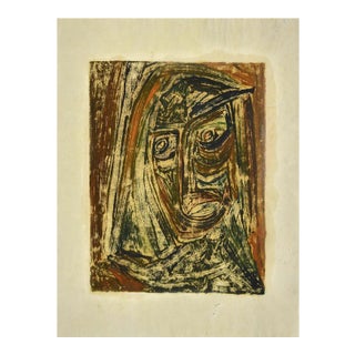 Anselmo Bucci, Portrait, Drawing on Paper by Sebastiano Carta, 1950s For Sale