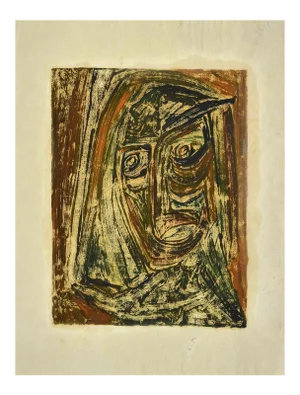 Anselmo Bucci, Portrait, Drawing on Paper by Sebastiano Carta, 1950s