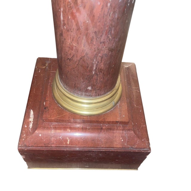 19th Century French Rouge Griotte Marble & Ormolu Pedestal Column For Sale - Image 4 of 8