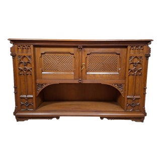 Large Antique 20th Century Gothic Oak Sideboard For Sale
