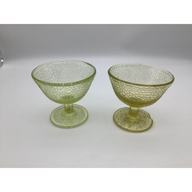 1930s Crackle Yellow Canary Vaseline Sherbet Cups- Set of 2 For Sale - Image 12 of 13