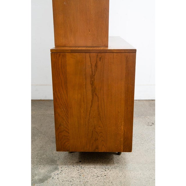 Wood 1960s Mid Century Modern China Cabinet 3 Drawers Solid Wood MCM Vintage Hutch Glass For Sale - Image 7 of 11