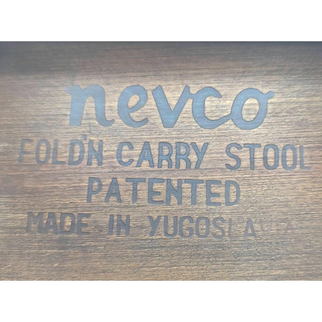 Mid 20th Century Wood "Fold & Carry" Collapsible Stool For Sale - Image 14 of 14