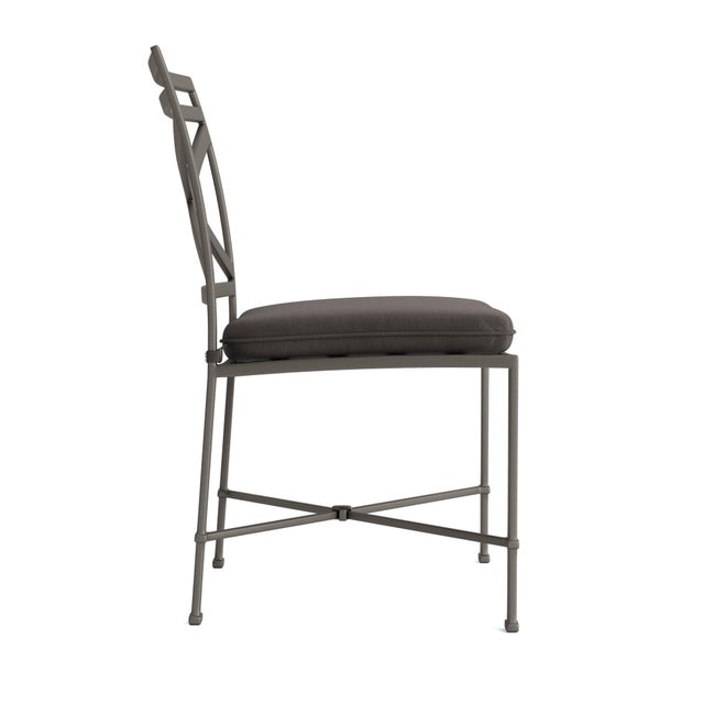 Contemporary Brown Jordan Venetian Side Chair, Mica frame with Fusion Charcoal fabric For Sale - Image 3 of 11