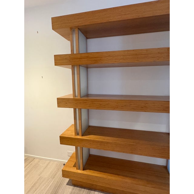 2010s Custom Built Bamboo Wood Book Shelf With Led Lighting For Sale - Image 5 of 14