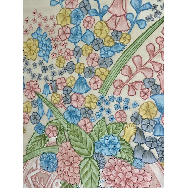 Chinoiserie 1930s Exceptional Oversized Vintage Chinoiserie Floral Still Life Painting on Silk For Sale - Image 3 of 7