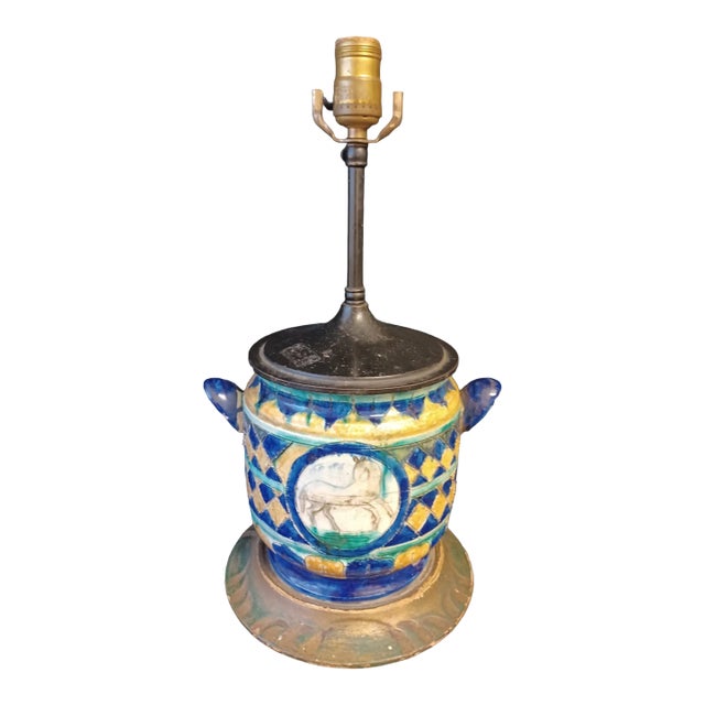 Vintage Italian Pottery Lamp in the Bitossi Style For Sale