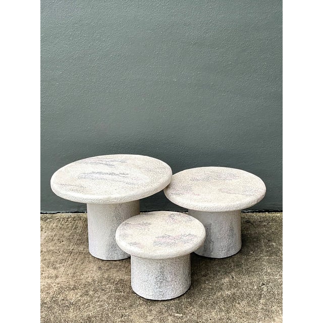 Vintage Textured Faux Stone Side Tables For Sale - Image 9 of 12