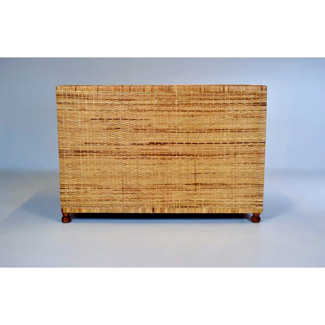 Wood 1970's Vintage Coastal Woven Rattan Campaign Chest of Drawers For Sale - Image 7 of 14