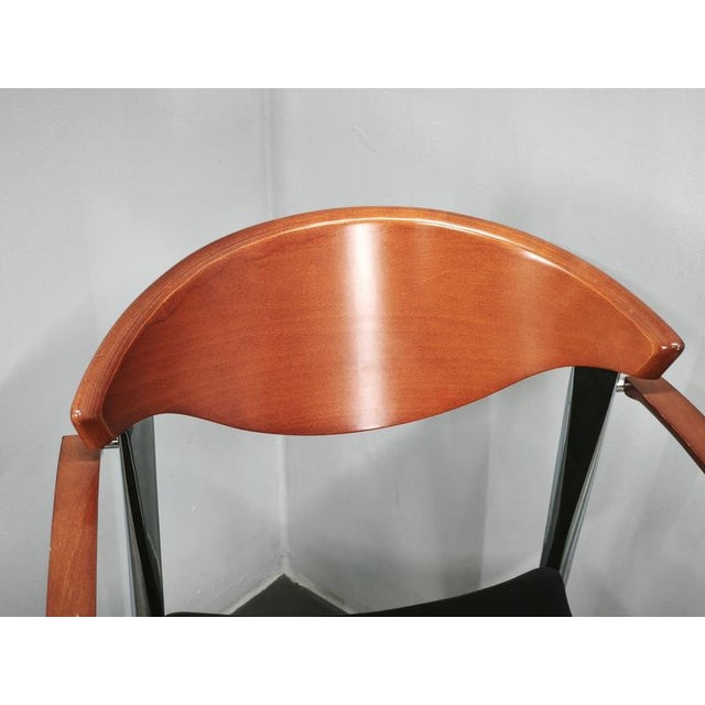 Spanish Chrome, Wood, and Velvet Dining Chairs from Paco Capdell, 1980s, Set of 8 For Sale - Image 3 of 18
