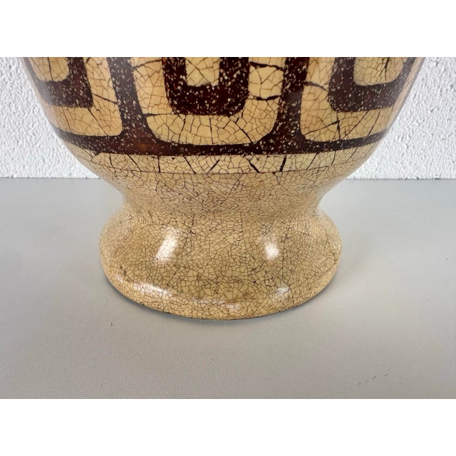 Maitland - Smith Maitland-Smith Brown Beige Ceramic Crackled Eggshell Vase For Sale - Image 4 of 7
