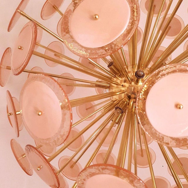 Large Pink Murano Glass Sputnik Chandelier 1980s. For Sale - Image 9 of 12