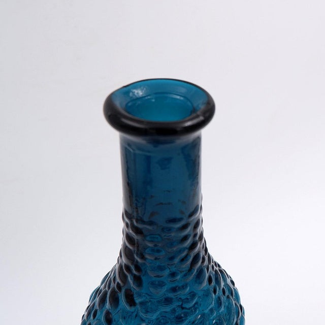 Mid-Century Modern Italian Genie Bottle in Blue Empoli Glass, 1960s For Sale - Image 6 of 12