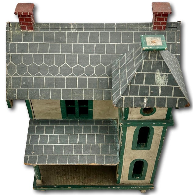 Nice Antique American Hand Made & Painted Wood Folk Art Victorian Style Birdhouse - 18 Inches Tall - Circa Early 1900s For Sale - Image 11 of 18