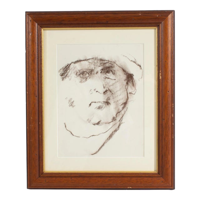 1960s Charcoal Portrait Drawing by James L. Bruch For Sale