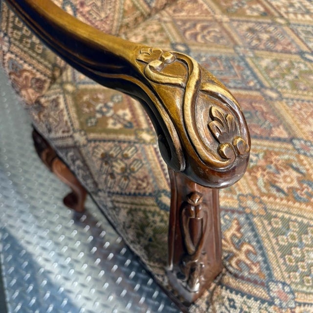 Cream 1990s French Provincial Library Armchair W/ Tapestry Upholstery For Sale - Image 8 of 9