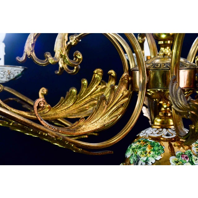 Manila, Large Size 12 Light Italian Vintage Ceramic Chandelier, 1960 For Sale - Image 14 of 18