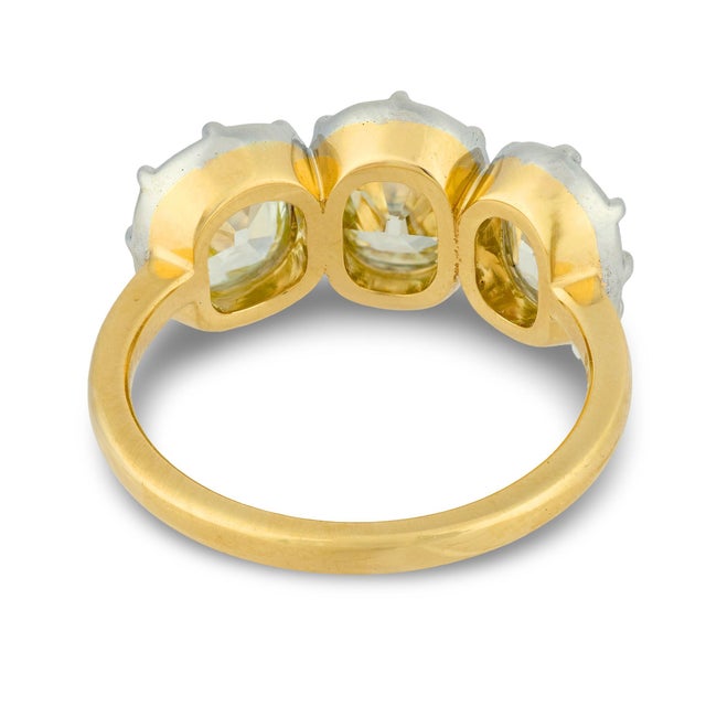 Gia 3.06 Old Mine Cut Diamond 18k Yellow Gold Platinum Collet Ring, Size 6.5 For Sale In Los Angeles - Image 6 of 11