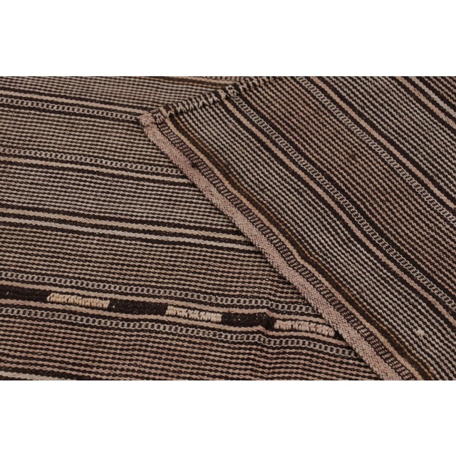 Beige Vintage Persian Kilim, Beige-Brown Stripes With Intricate Detail - Rug & Kilim For Sale - Image 8 of 8
