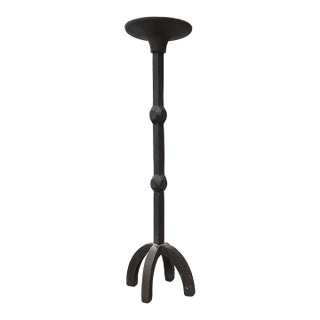 Brutalist Hand-Forged Iron Candlestick Holder –Circa 1950's Rustic Spanish Revival Gothic Style For Sale