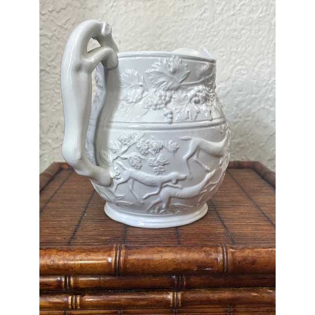 Italian Vintage Italian White Hunting Scene Pitcher For Sale - Image 3 of 11