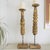 Indian Pair of Wood Turned Rustic Painted Pillar Candle Holders From India For Sale - Image 3 of 14