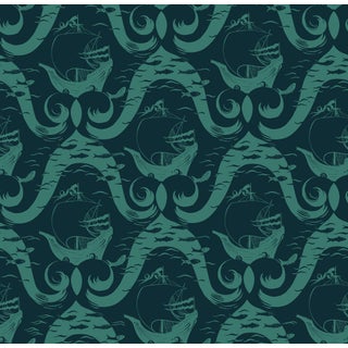 Sample - Cravelle Wallpaper by Paule Marrot in Blue and Teal For Sale
