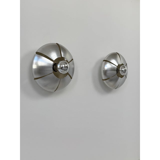 Vintage Wall Lights in Brushed Aluminum, France, 1970, Set of 2 For Sale - Image 6 of 15
