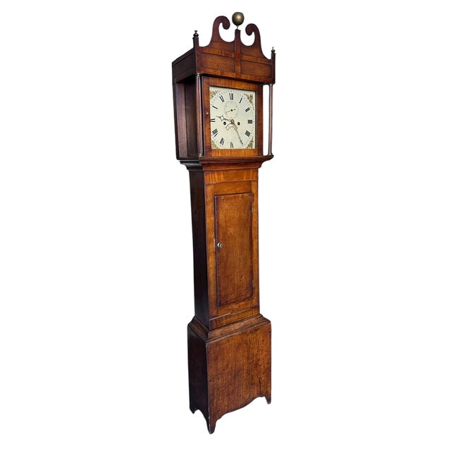 Traditional Antique Georgian English Mahogany Long Case Grandfather Clock C. 1820 For Sale - Image 3 of 8