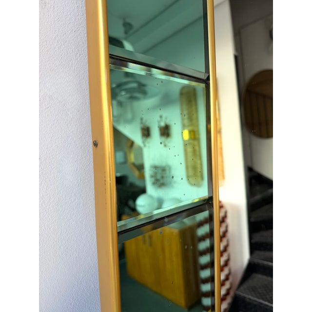Green Extra Large Floor Mirror Green Glass and Brass by Cristal Art Italy, 1960s For Sale - Image 8 of 12