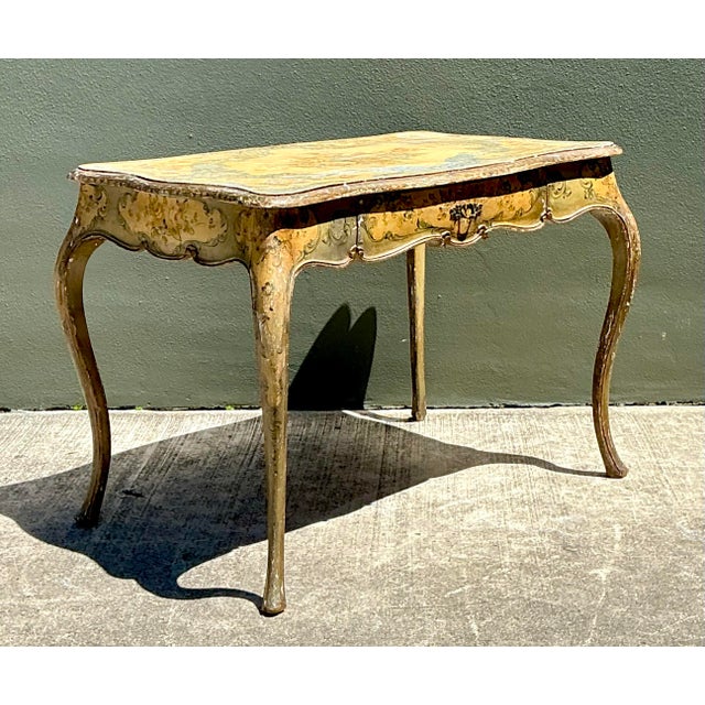 Vintage Italian Hand Painted Writing Desk For Sale - Image 4 of 12