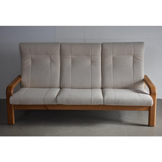 Mid-Century Danish Highback Sofa with Ash Frame and Wool Fabric, 1970s For Sale - Image 4 of 7