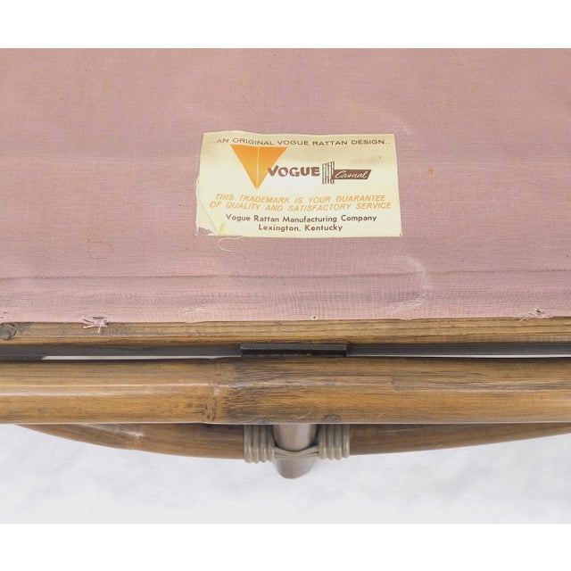 Vogue Rattan Bamboo c1970s Sofa Matching Chair Pair of End Tables 5 Pcs Set Mint For Sale - Image 10 of 18