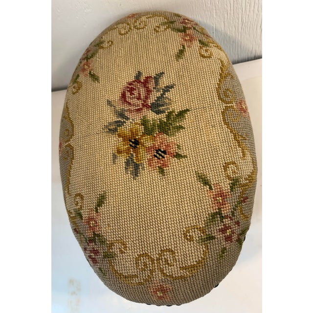 Brown Antique French Needlepoint Footstool For Sale - Image 8 of 10