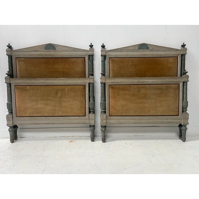 20th Century Directoire-Style Beds in Painted Beechwood, Set of 2 For Sale - Image 14 of 14