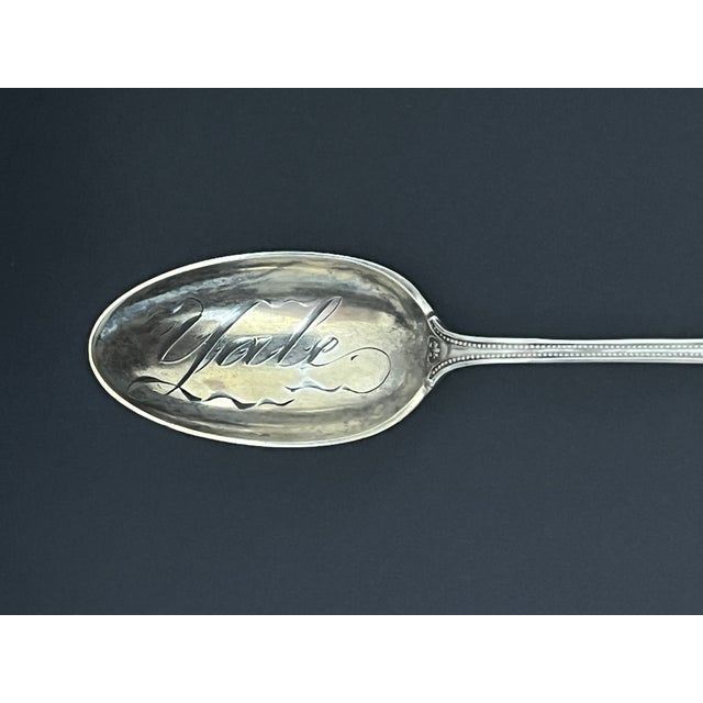 Ralph Lauren Antique 19th-Century Sterling Silver Spoon Hand Engraved “Yale” Spoon in Custom Birchwood Shadow Box For Sale - Image 4 of 8