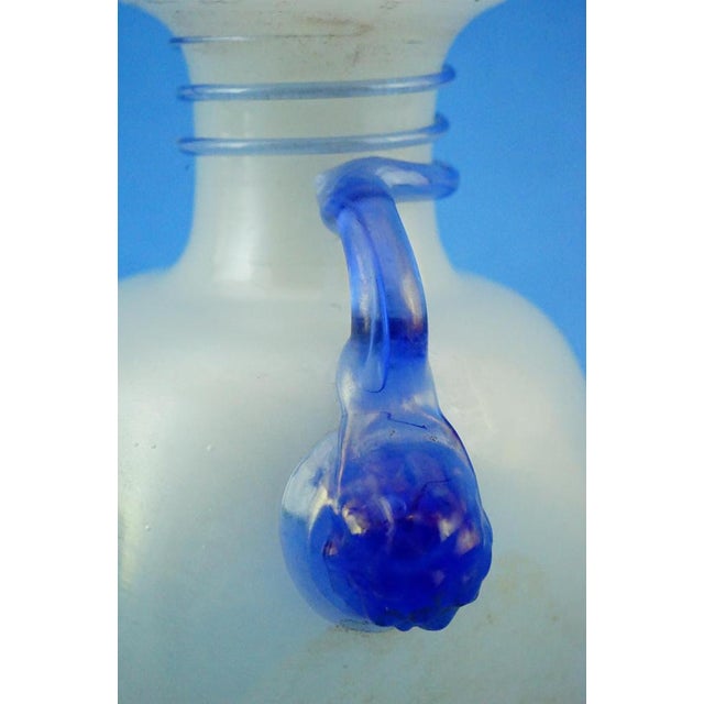 19th Century Milk Murano Glass Perfume Bottle with Blue Cameo attributed to Salviati & C. For Sale - Image 18 of 18