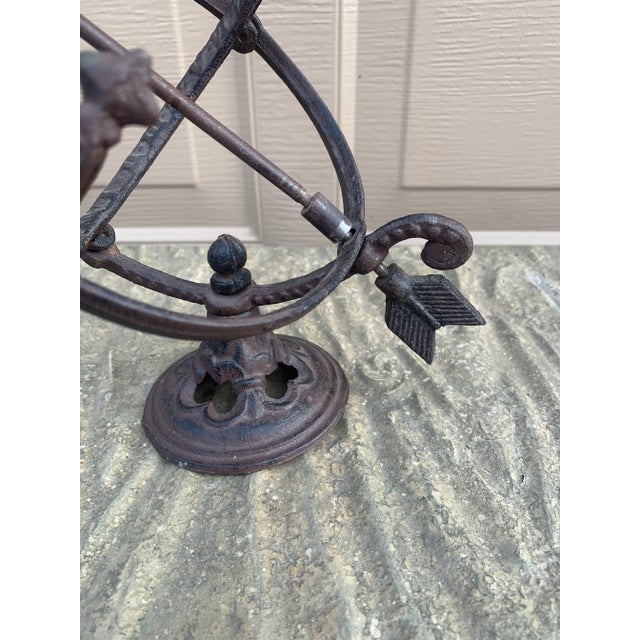 Vintage Iron Armillary Sundial Garden Ornament, Neoclassical Outdoor Decor For Sale - Image 4 of 9