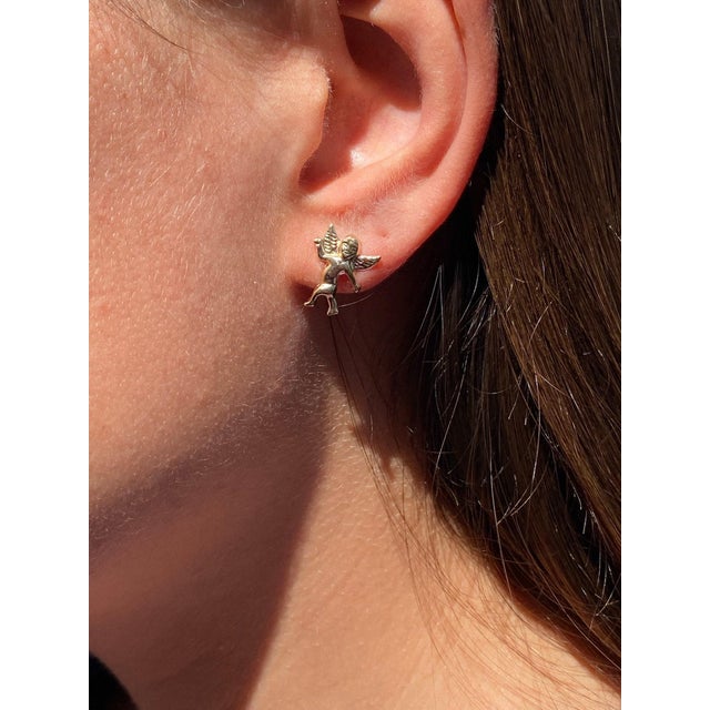 The Angels: Yellow Gold Angel Earrings, 2 Pieces For Sale - Image 4 of 4