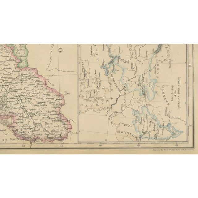 Paper Antique Map of Prussia and Mecklenburg, Germany, 1860s For Sale - Image 7 of 10