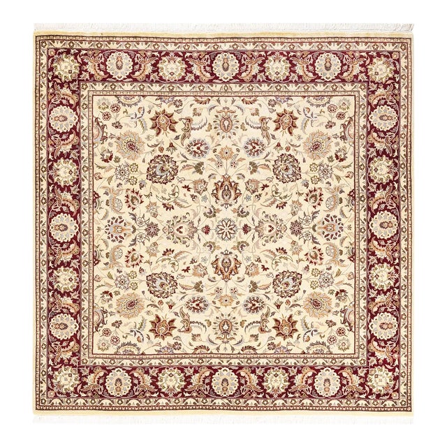 Mogul, One-of-a-Kind Hand-Knotted Area Rug in Ivory, 6' 1" x 6' 1" For Sale