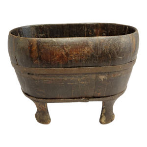 Late Qing Chinese Elmwood Foot Tub With Iron Bands, C. 1900