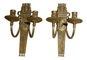1920s Caldwell Neoclassical Gilt Bronze Sconces - Pair