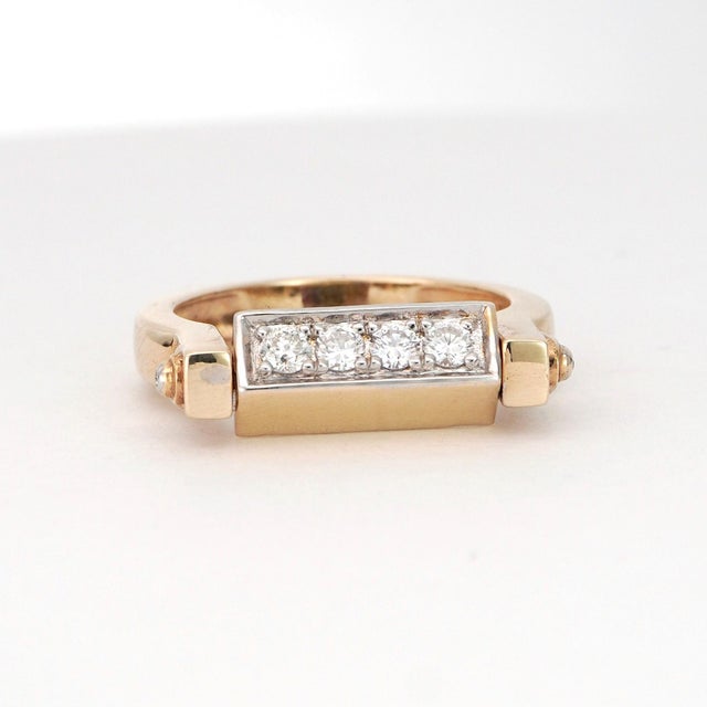 Twistable 14k Yellow Gold Diamond Multi Sapphire Ring 0.27 Carats Size 6.75 For Sale - Image 9 of 18