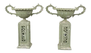 Neoclassical Style Painted Garden Urn Jardinaires - a Pair