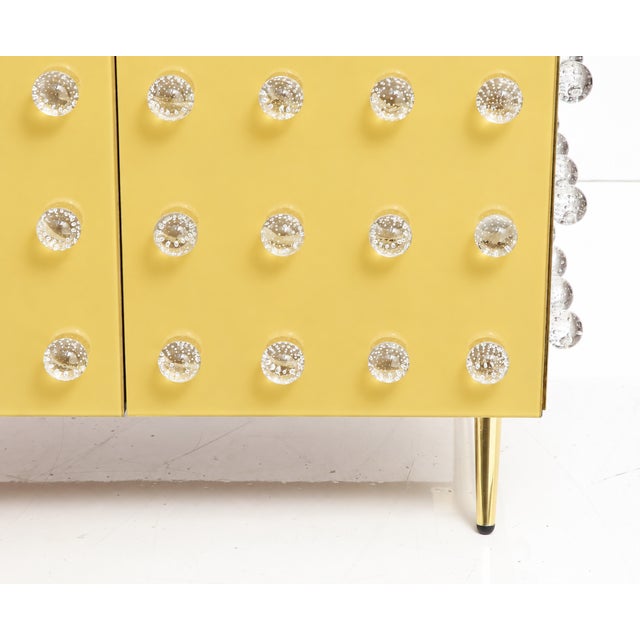 Not Yet Made - Made To Order Butter Yellow 90-Sphere Murano Glass Cabinet with Brass Legs from Justfurnituress SRL For Sale - Image 5 of 9