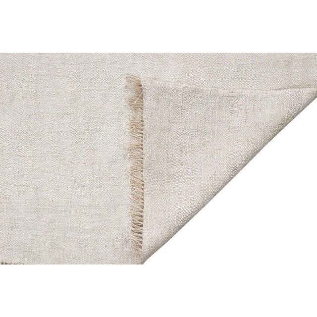 Mid 20th Century Mid 20th Century Mid 20th Century White Embroidered Vintage Hemp Rug For Sale - Image 5 of 7