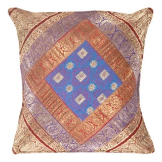 Pasargad DC Vintage Sari Silk Square Pillow Case For Sale